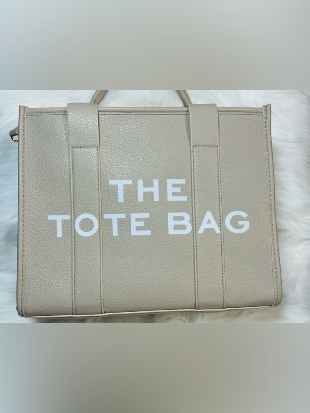 The Tote Bag Beige Leather Tote with Removable Strap - Picture 6 of 8
